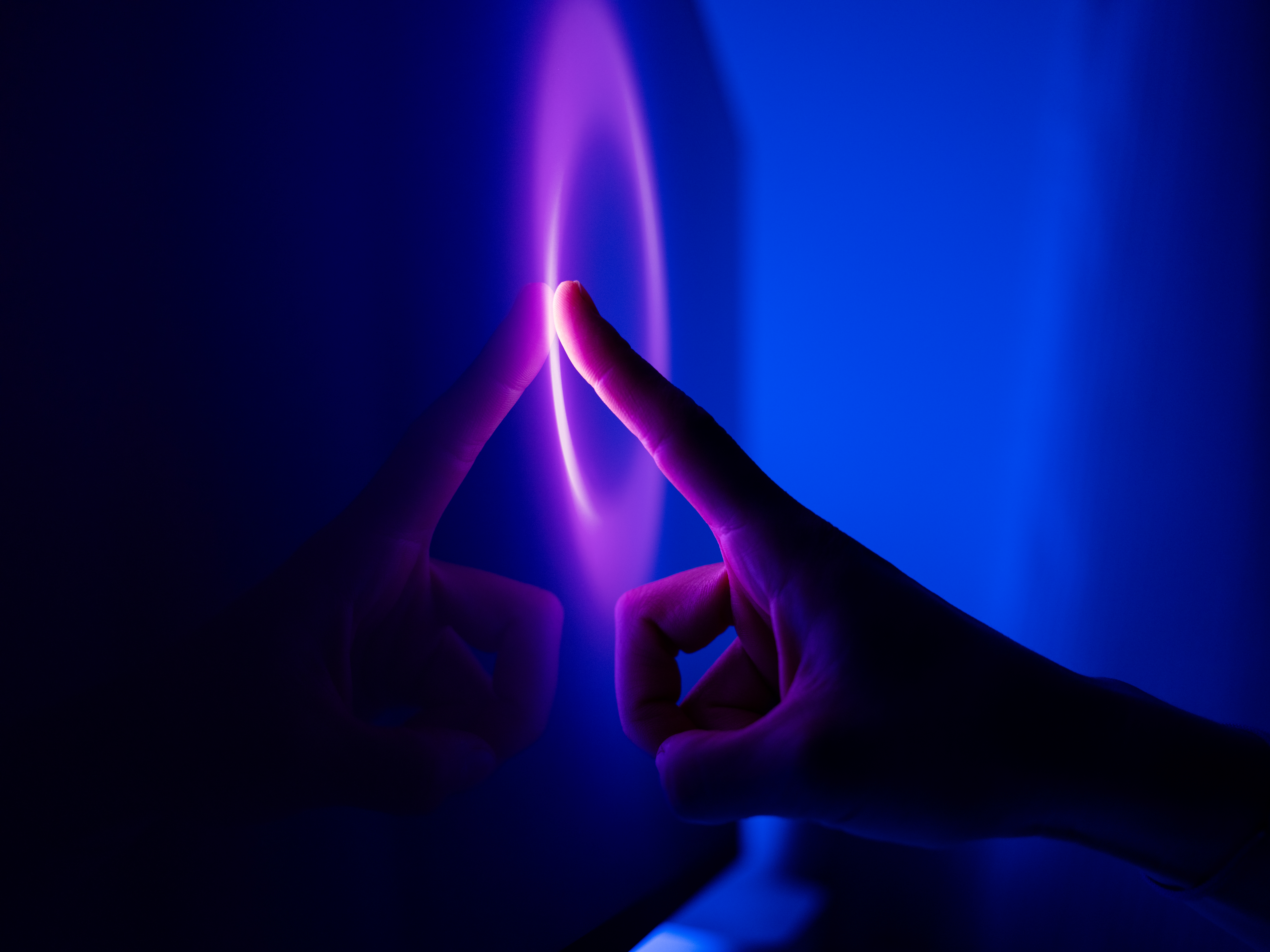 Close-up of click the glowing circle in dark